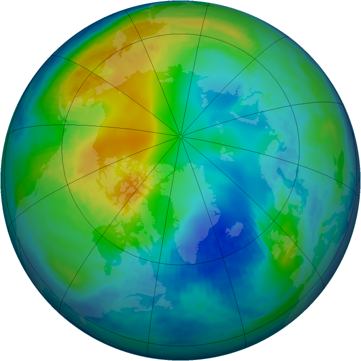 Arctic ozone map for 13 November 2000